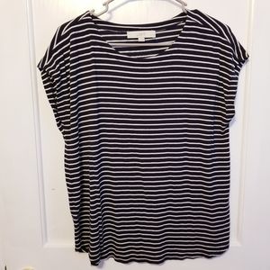 LOFT Navy Striped Shirt